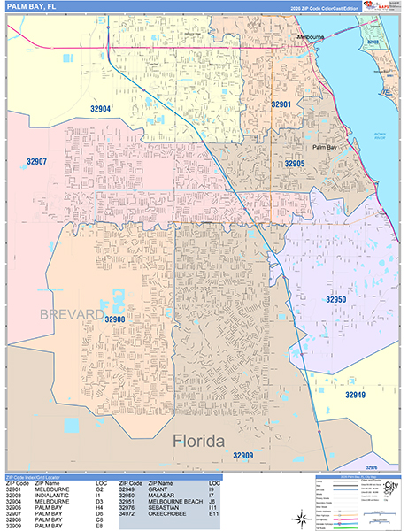 Palm Bay, FL Zip Code Map